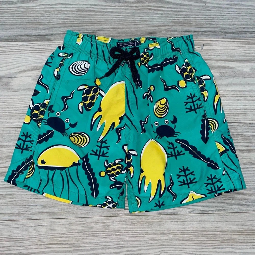 Costume de Bain Baby Swim Shorts 6 Months Teal Sea Life Print Mesh Lined
